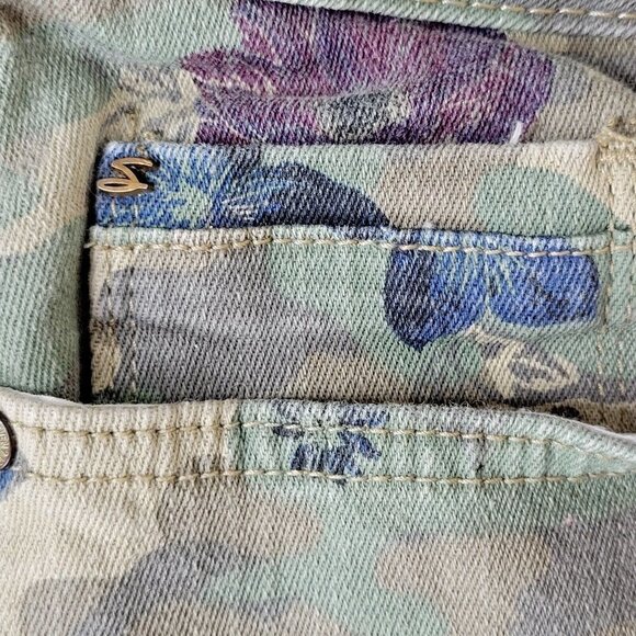 Seven7 Camo Ankle Skinny Jeans Size 8 Floral Mid Rise Green 30X27 Stretch - Picture 7 of 12